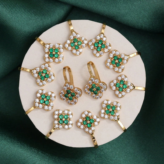 Green Color American Diamond Nose Pin Combo Of 12 Pieces (NSP304CMB) - preyans.com