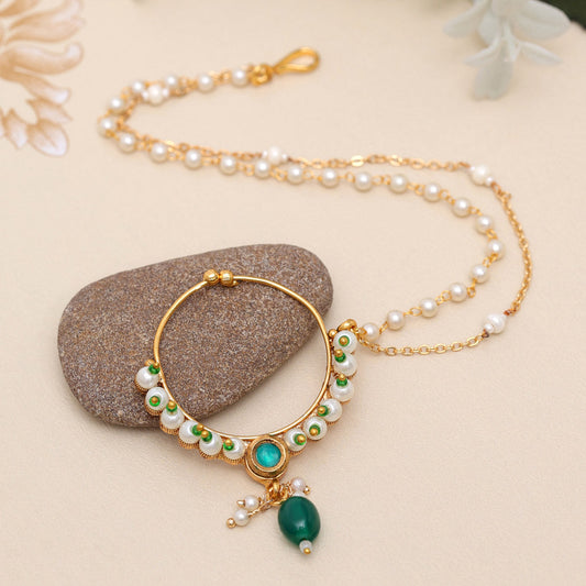 Green Color Nose Nath (NTH343GRN) - preyans.com