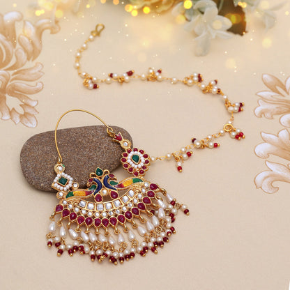 Multi Color Meenakari Nose Nath (NTH356MLT) - preyans.com