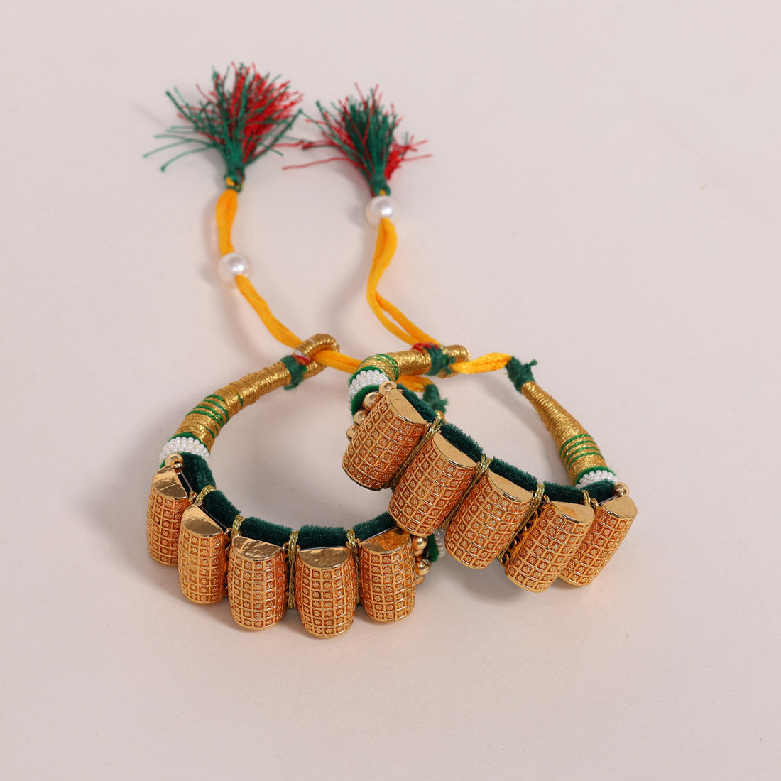 Green Color Royal Rajput Jewellry Rajasthani Pochi Bajubandh Armlet Set (PHI107GRN) - preyans.com