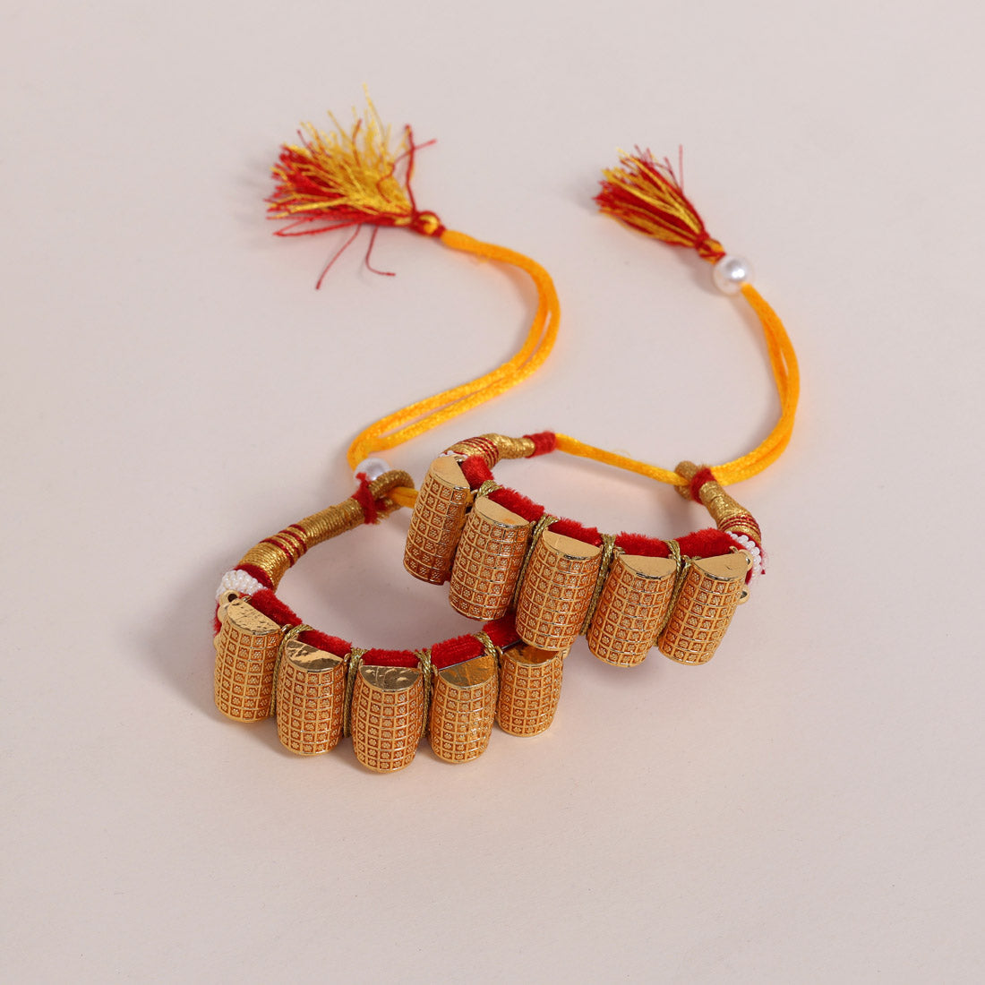 Red Color Royal Rajput Jewellry Rajasthani Pochi Bajubandh Armlet Set (PHI107RED) - preyans.com