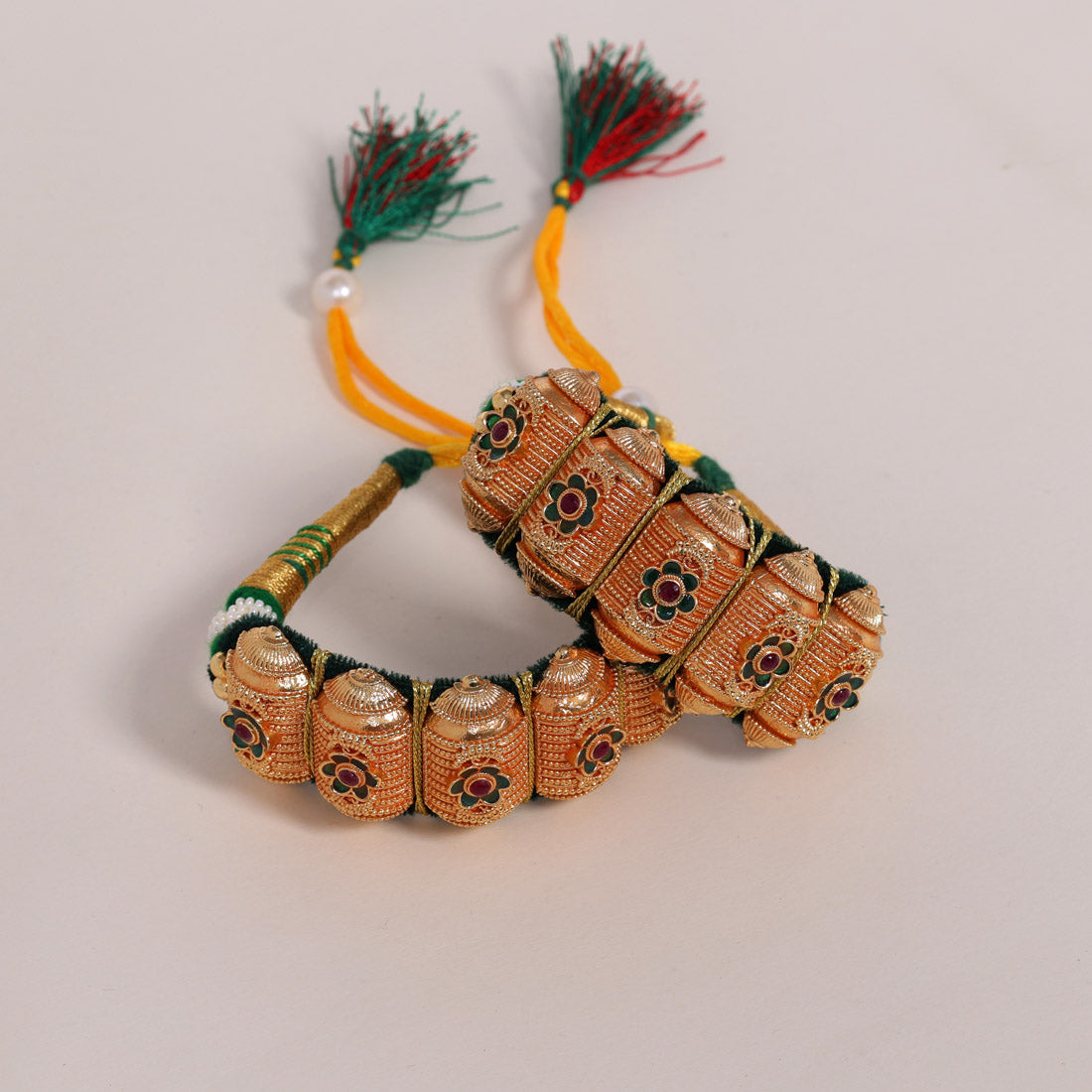 Green Color Royal Rajput Jewellry Rajasthani Pochi Bajubandh Armlet Set (PHI109GRN) - preyans.com