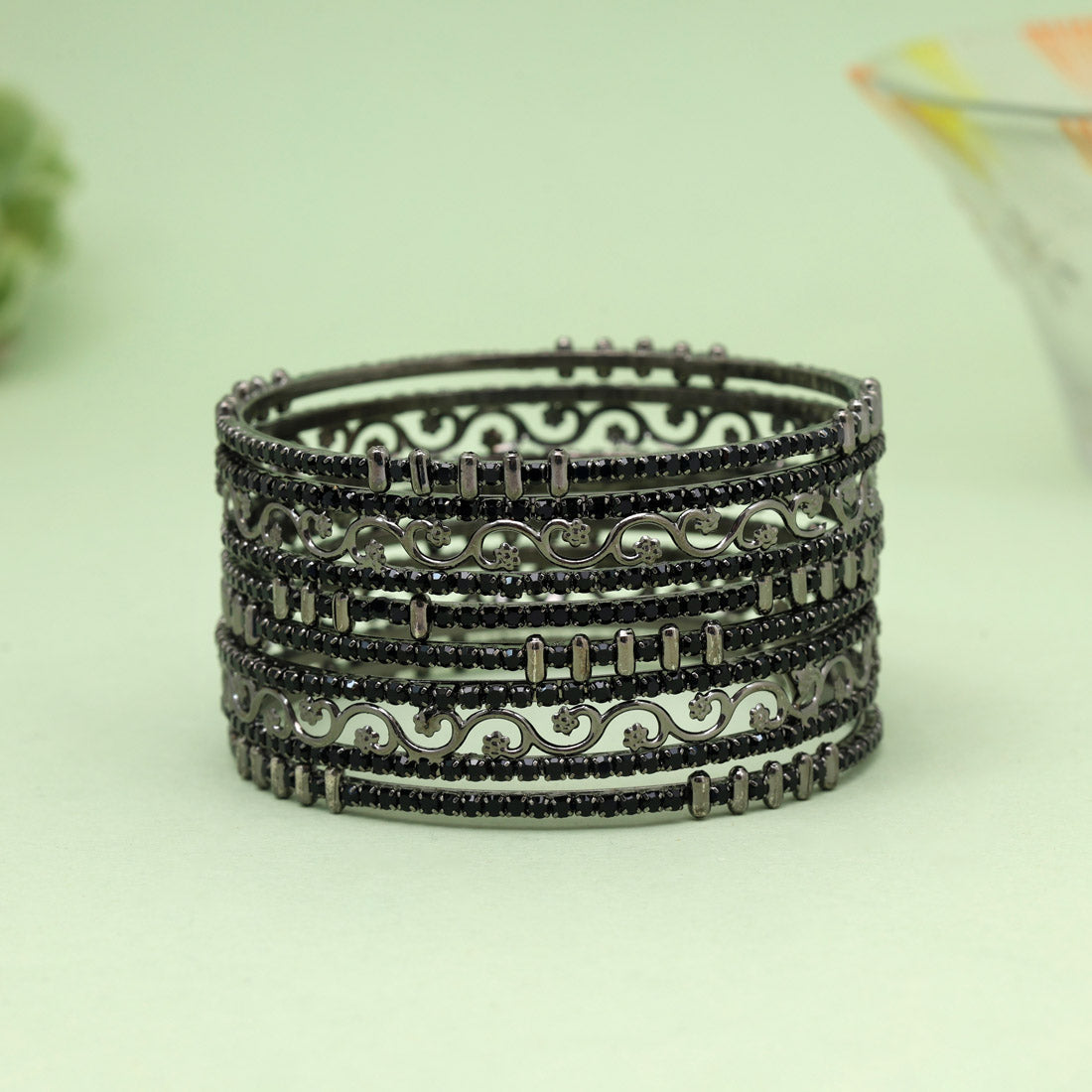 Black Color 1 Set Of Bangle (PLKB862BLK) - Preyans.com