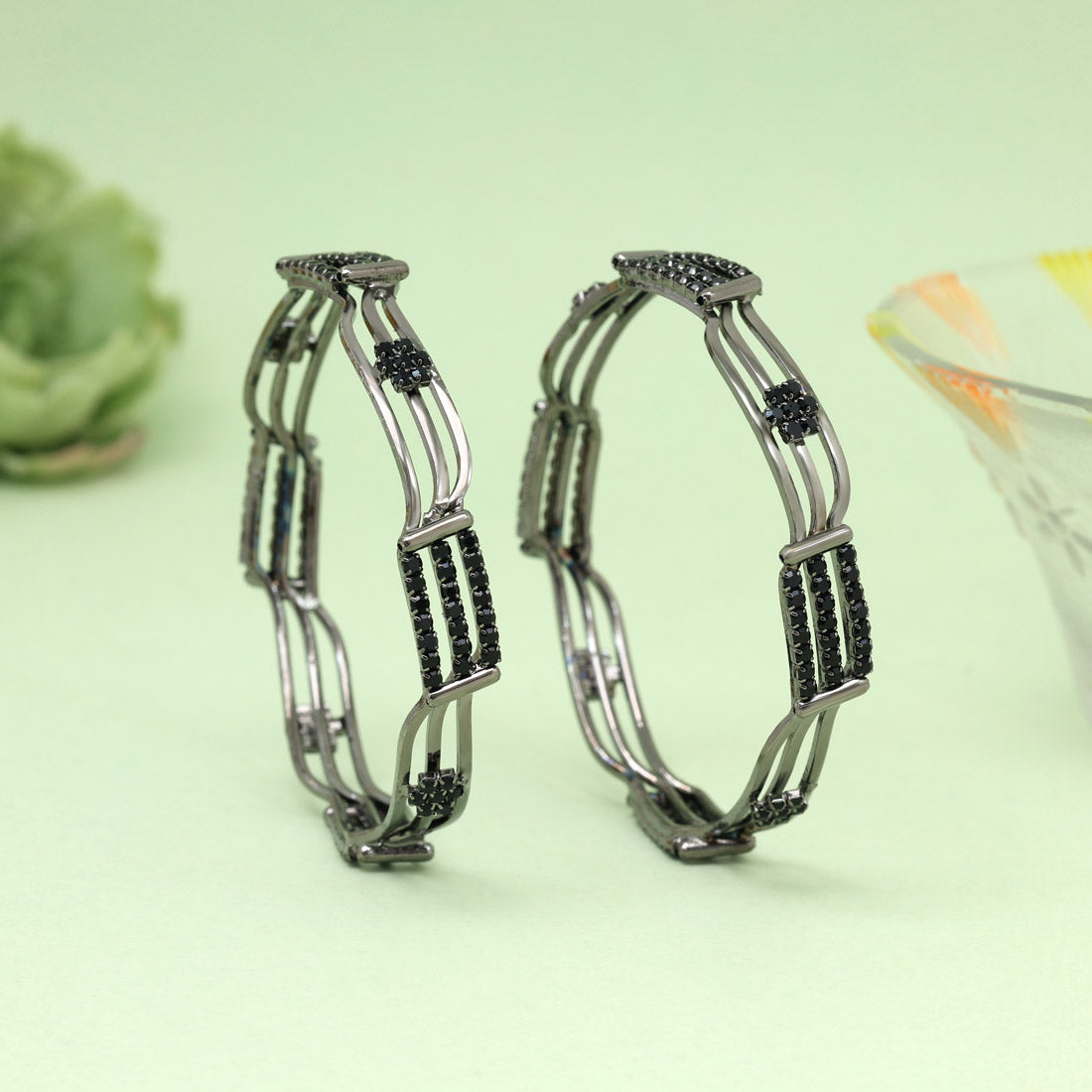 Black Color 1 Pair Bangle (PLKB867BLK) - Preyans.com