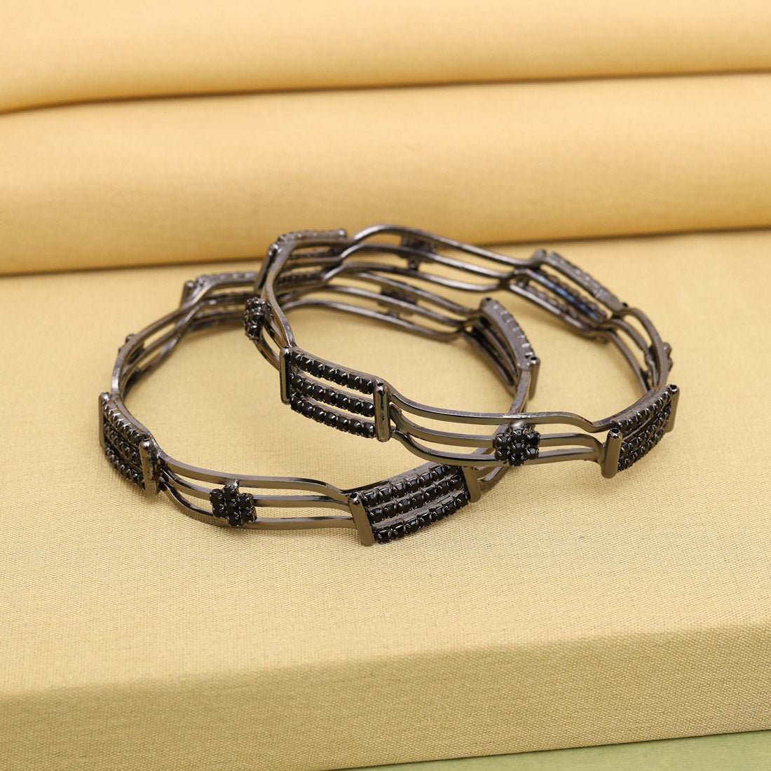 Black Color 1 Pair Bangle (PLKB867BLK) Black - Preyans.com