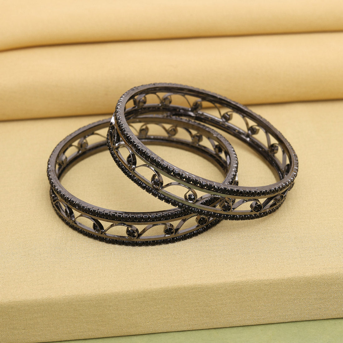 Black Color 1 Pair Bangle (PLKB869BLK) Black - Preyans.com