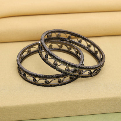 Black Color 1 Pair Bangle (PLKB869BLK) Black - Preyans.com