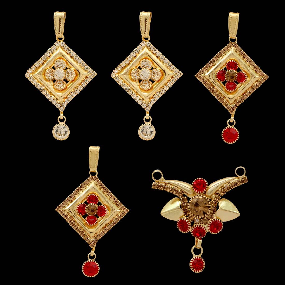 Red & White Color Pendants Locket Combo Of 5 Pieces (PLKP104CMB) - preyans.com