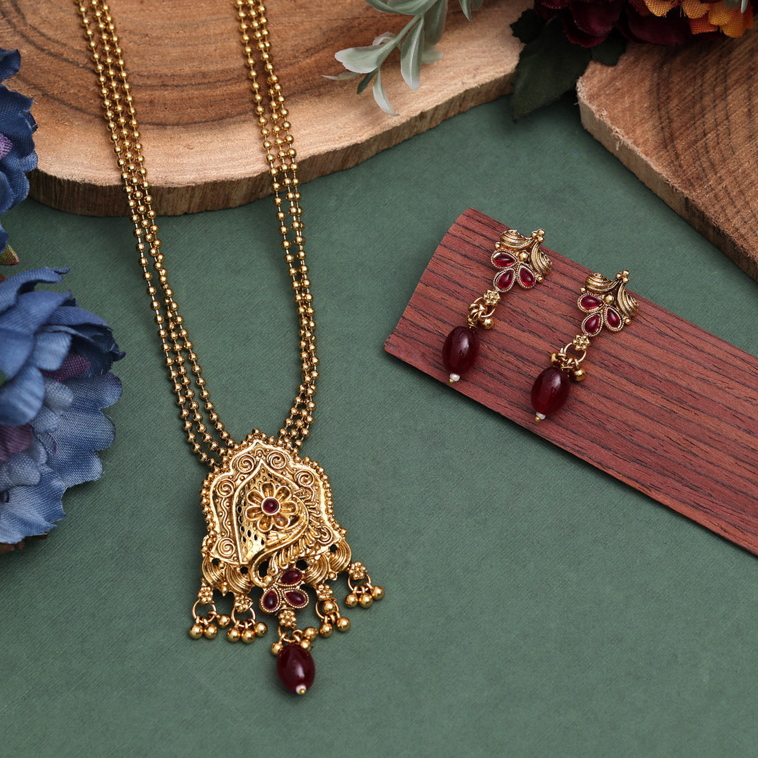 Maroon Color Kundan Pendant Set (PLKP180MRN) - preyans.com