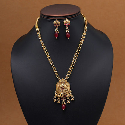 Maroon Color Kundan Pendant Set (PLKP180MRN) - preyans.com