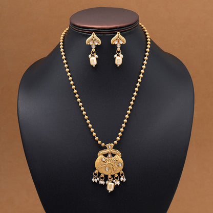 Gold Color Pendant Set (PLKP184GLD) - preyans.com