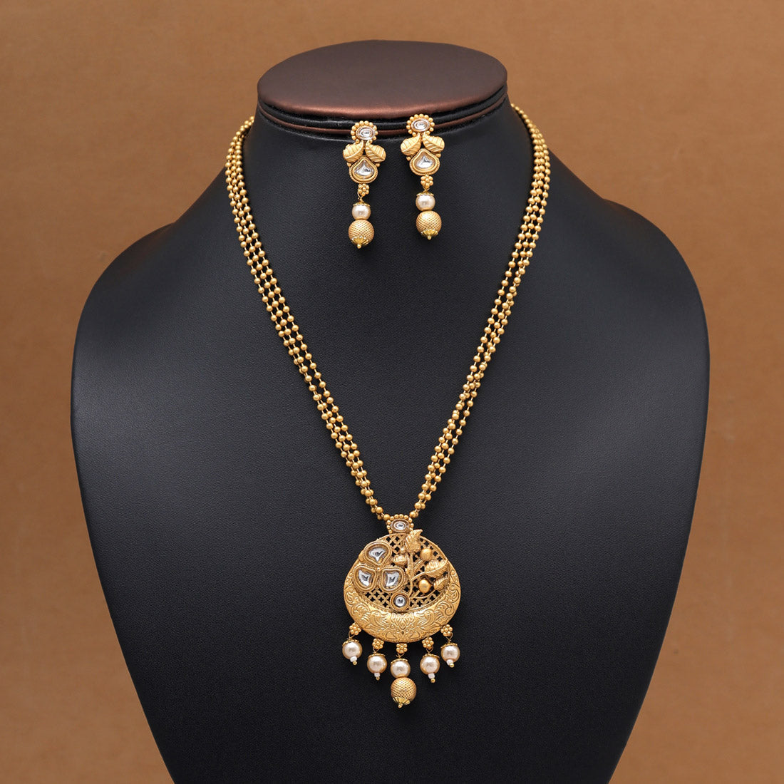 Gold Color Pendant Set (PLKP185GLD) - preyans.com