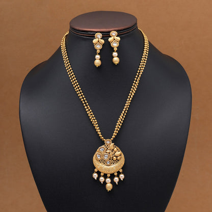 Gold Color Pendant Set (PLKP185GLD) - preyans.com