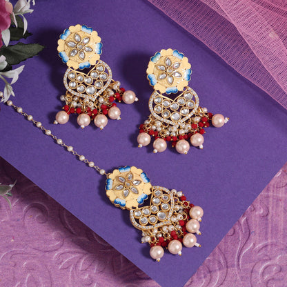 Cream Color Meenakari Necklace Set (PMKN506CRM) - preyans.com