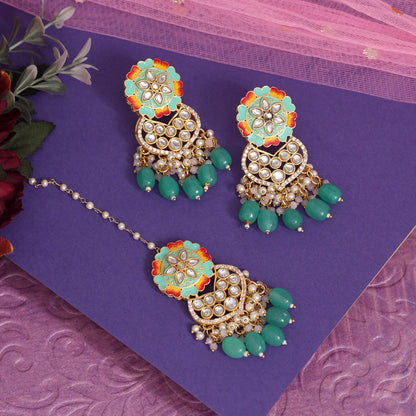 Rama Green Color Meenakari Necklace Set (PMKN506RGRN) - preyans.com