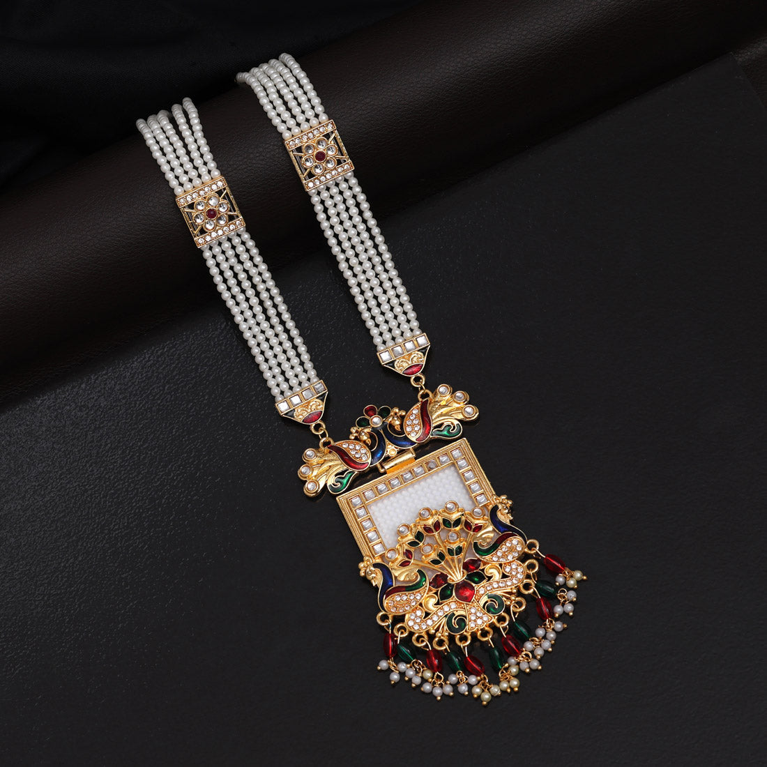 Multi Color Meena Work Rajputi Jewellery Rani Haar (PN786MLT) - Preyans.com