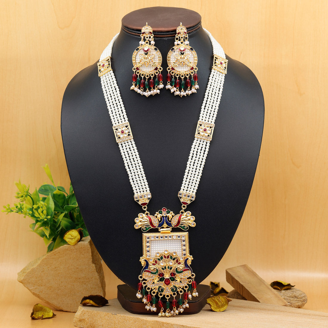 Multi Color Meena Work Rajputi Jewellery Rani Haar (PN786MLT) - Preyans.com