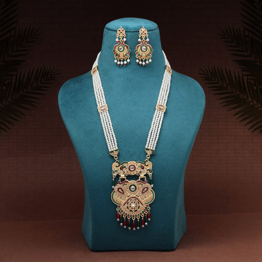 Multi Color Meena Work Rajputi Jewellery Rani Haar (PN821MLT) - eindiawholesale.com