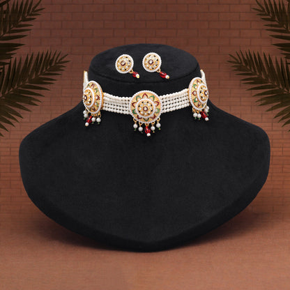 Multi Color Choker Meena Work Rajputi Jewellery Rani Haar (PN837MLT) - eindiawholesale.com