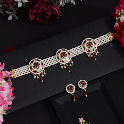 Multi Color Choker Meena Work Rajputi Jewellery Rani Haar (PN839MLT) - eindiawholesale.com