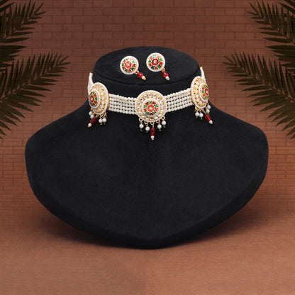 Multi Color Choker Meena Work Rajputi Jewellery Rani Haar (PN841MLT) - eindiawholesale.com