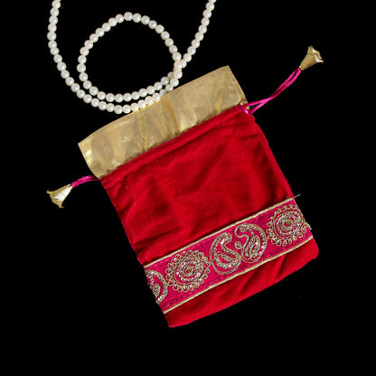 Rani Color Velvet 5 Potli Velvet Bags (PTB211CMB) - preyans.com