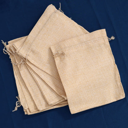 Beige Color 10 Pieces Of Jute Potli Bags (PTB220CMB) - preyans.com