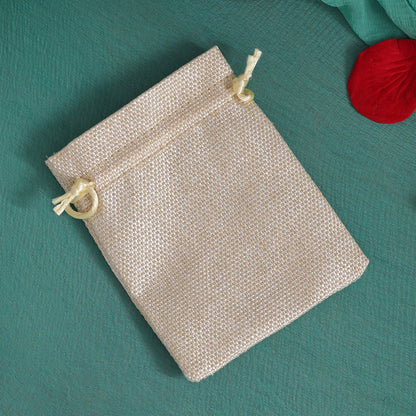 Cream Color 10 Pieces Of Jute Potli Bags (PTB221CMB) - preyans.com