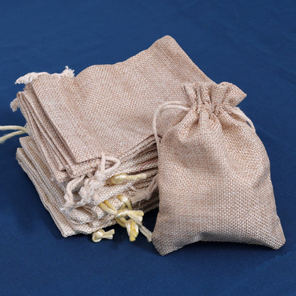 Cream Color 10 Pieces Of Jute Potli Bags (PTB221CMB) - preyans.com