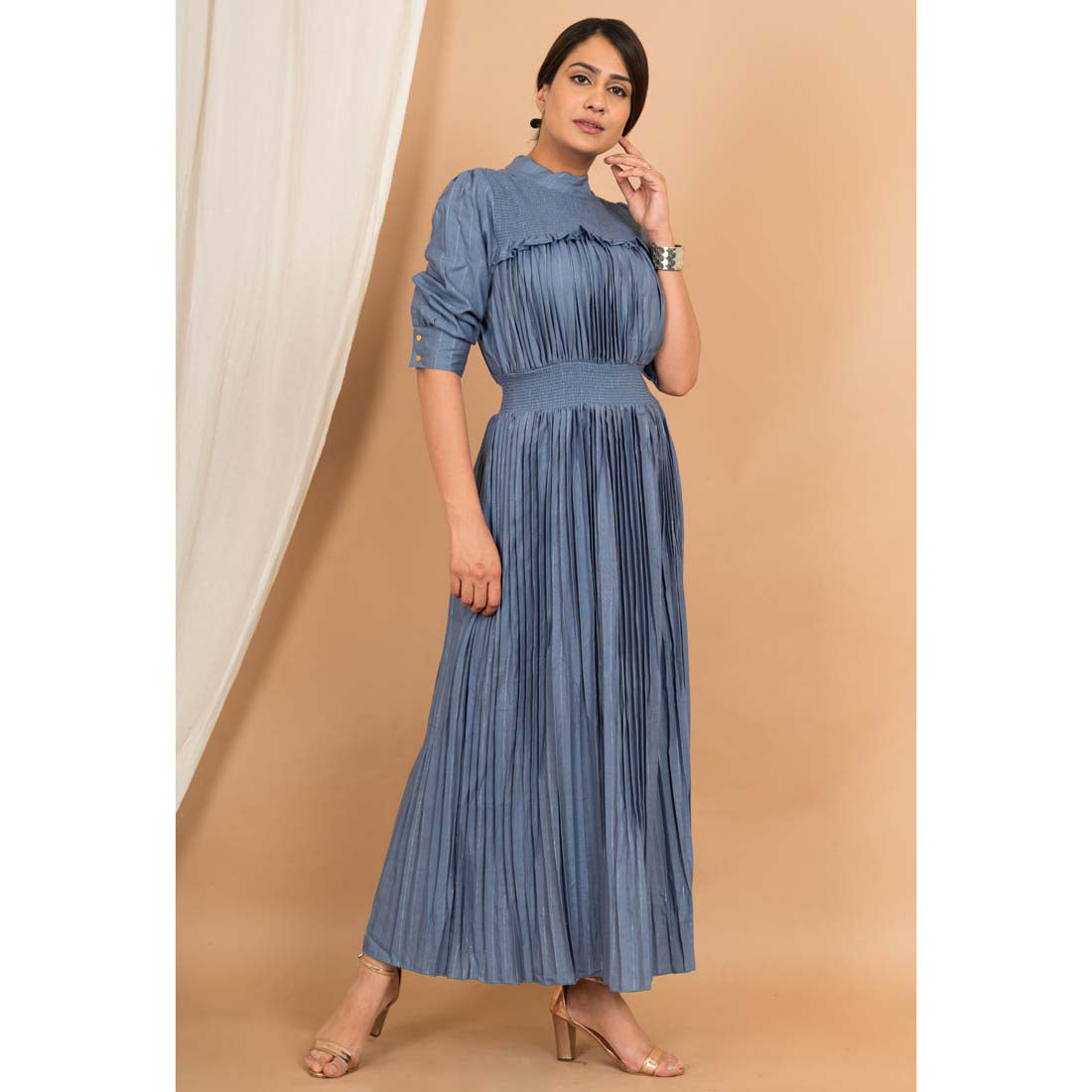 Grey Color Rayon Solid Ethnic Gown (RED1141GRY-L) - preyans.com