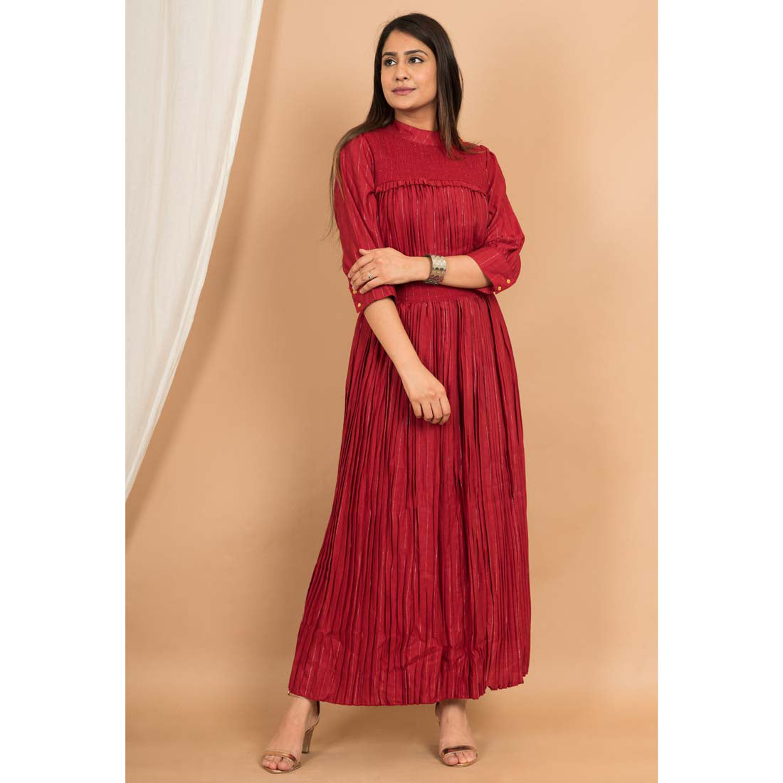 Maroon Color Rayon Solid Ethnic Gown (RED1141MRN-M) - preyans.com