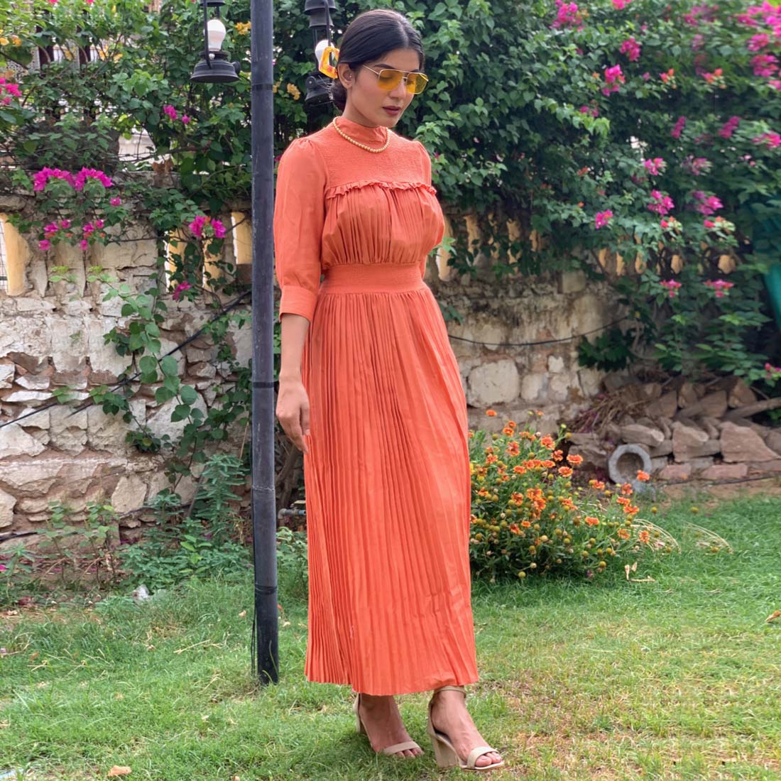 Peach Color Rayon Solid Ethnic Gown (RED1141PCH) – Preyans