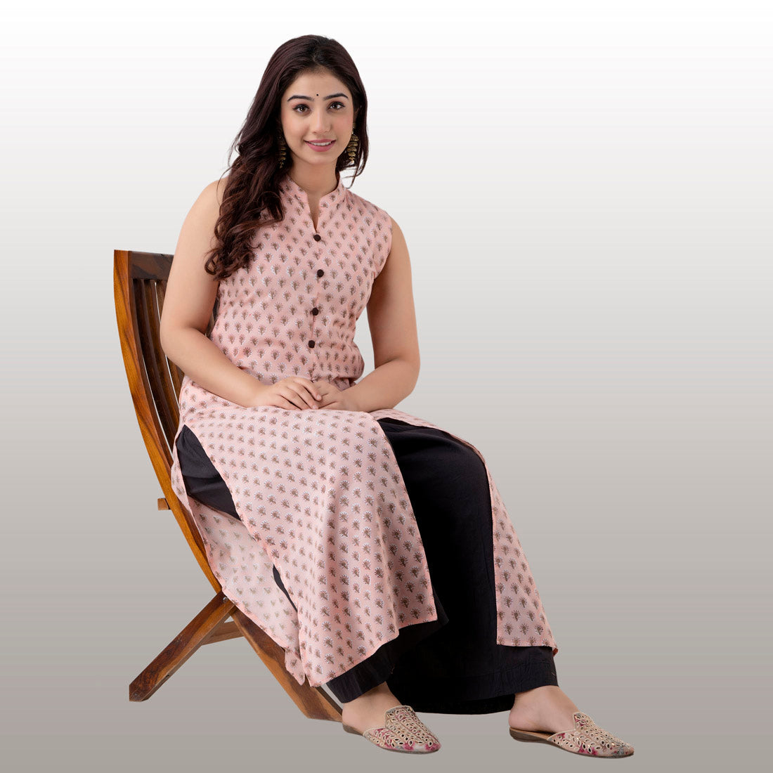 Peach Color Straight Kurta (RK200PCH-L) - preyans.com