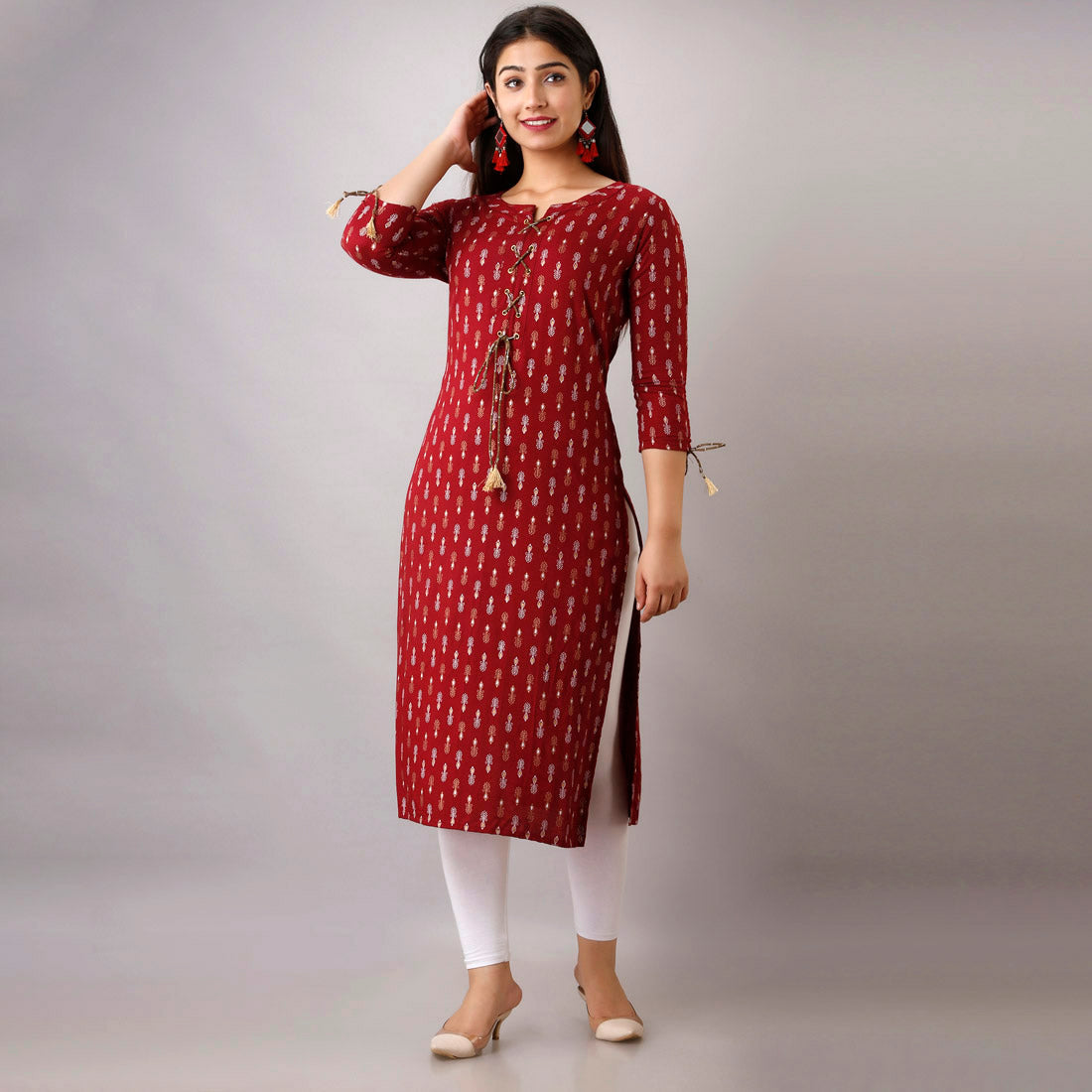 Maroon Color Straight Kurta (RK208MRN) Maroon - Preyans.com