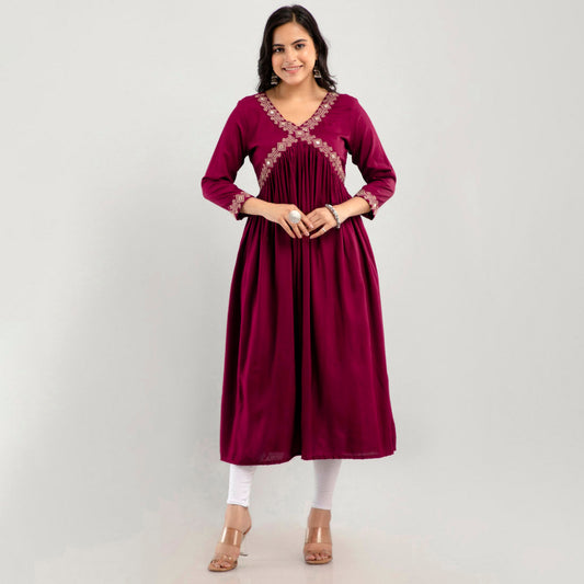 Magenta Color Anarkali Kurta (RK215MNT) Magenta - Preyans.com