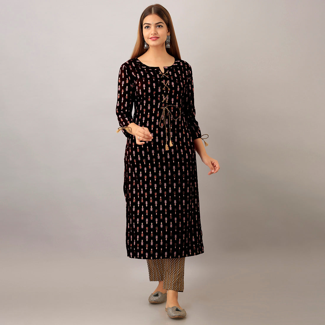 Black Color Straight Kurta (RK228BLK) Black - Preyans.com