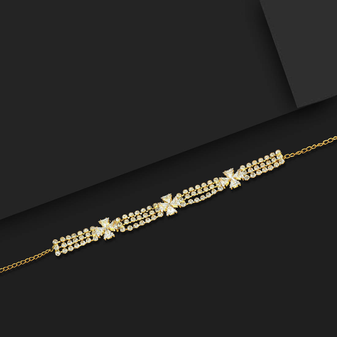 Gold Color Stone Necklace (STN129GLD) - preyans.com