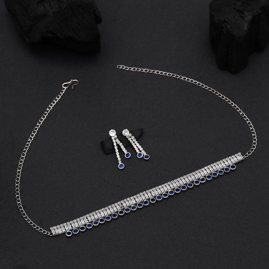 Blue Color Stone Necklace Set (STN205BLU) - Preyans.com