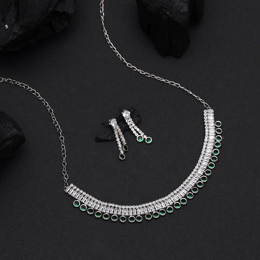 Green Color Stone Necklace Set (STN205GRN) - Preyans.com