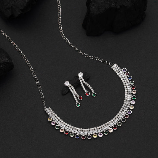 Multi Color Stone Necklace Set (STN205MLT) - Preyans.com