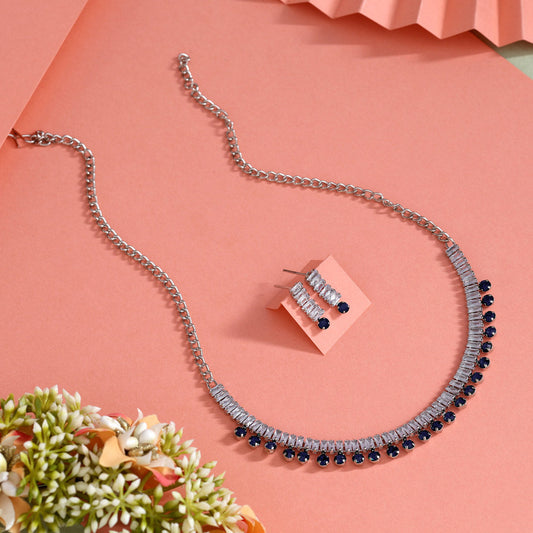 Blue Color Stone Necklace Set (STN206BLU) - Preyans.com