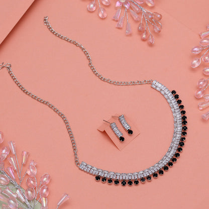 Black Color Stone Necklace Set (STN207BLK) - Preyans.com