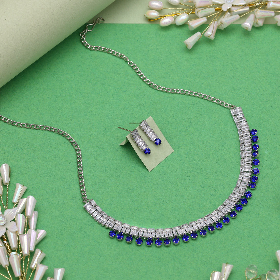 Blue Color Stone Necklace Set (STN207BLU) - Preyans.com