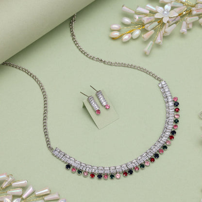 Multi Color Stone Necklace Set (STN207MLT) - Preyans.com