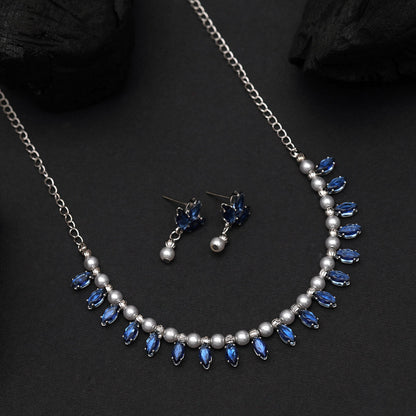 Blue Color Stone Necklace Set (STN208BLU) - Preyans.com