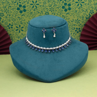 Blue Color Stone Necklace Set (STN208BLU) - Preyans.com