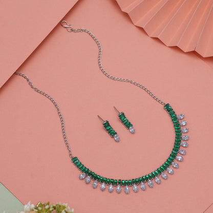 Green Color Stone Necklace Set (STN209GRN) - Preyans.com