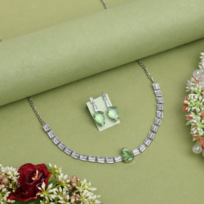 Light Green Color Stone Necklace Set (STN216LGRN) - Preyans.com