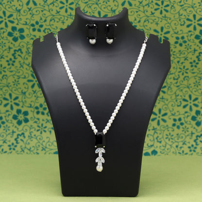 Black Color Stone Necklace Set (STN217BLK) - Preyans.com