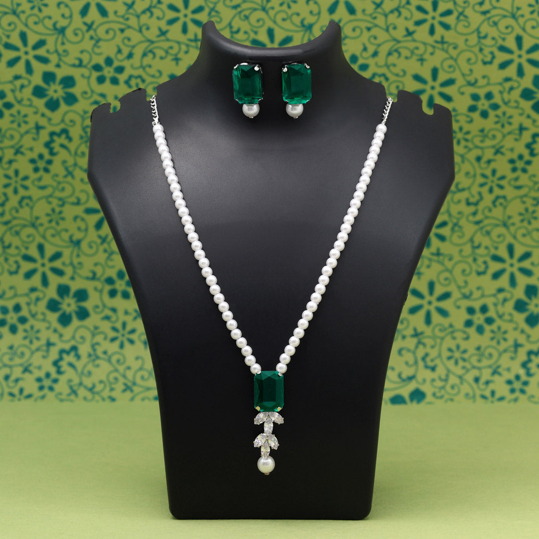 Green Color Stone Necklace Set (STN217GRN) - Preyans.com